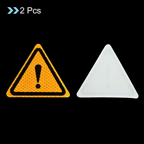 PATIKIL Reflective Stickers, 2 Pack 3.94 x 3.94 Inch Waterproof Adhesive High Visibility Night Caution Warning Triangle Safety Tape Reflector for Trucks Trailers Cars, Yellow - color: Yellow