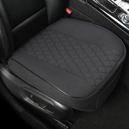 West Llama Linen Front Car Seat Cover Protector Anti-Slip Bottom Seat Cover Fits 95% of Vehicles,Wrapping Around The Bottom,Diamond Pattern(Black-1Pcs) - color: Diamond Pattern-Black, size: 1pc