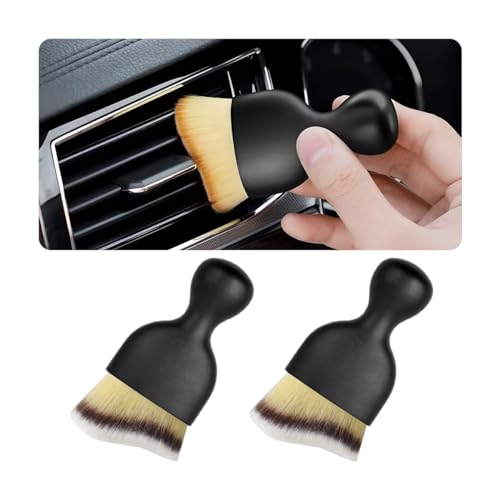 Blilo 2PCS Car Interior Detailing Brush with Dust Cover, Auto Soft Hair Cleaning Brushes, Scratch Free Curved Dirt Collectors, for Vehicle Dashboard Air Conditioner Vents Leather (3 Colors/2PCS) - color: 3 Colors, size: 2PCS