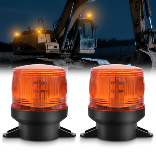 2PCS Amber Emergency Strobe Lights, 30 LED High Visibility Warning Lights with IP65 Waterproof Rating, Universal Flashing Beacon Lamp for Cars, Trucks, Vans, Tows, Tractors, ATV, Forklifts, Vehicles