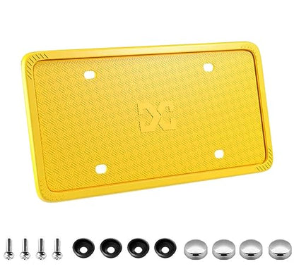 XCLPF Silicone Yellow License Plate Frame Covers 1 Pack- Front and Back Car Plate Bracket Holders. Rust-Proof, Rattle-Proof(Yellow) - color: 1 Pack Yellow