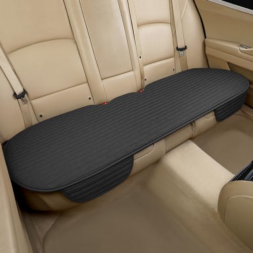 SanQing Linen Back Seat Cover, Rear Seat Cover for Car Truck SUV,Anti-Slip Rear Bench Seat Protector with Storage Pockets,Breathable Universal Seat Cushion Pad for Most Vehicles (1PC Rear/Black) - color: 1PC Rear/Black