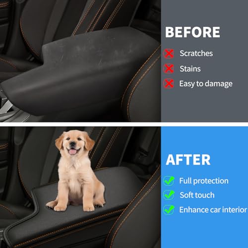 Center Console Armrest Cover for Subaru Crosstrek 2018-2023 and Impreza 2017-2023 Accessories, Premium Leather Arm Rest Cover Pad, Car Middle Console Lid Cover (Orange Stitching) - size: 2018-2023 Subaru Crosstrek & 2017-2023 Impreza