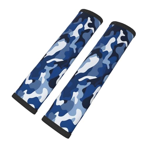 Seat Belt Cover Pad Blue Grey White Camo Soft Safety Car Automotive Seat Belt Pads Cushion Shoulder Strap Covers for Cars or Bags, 2 Pcs - color: Blue Grey White Camo
