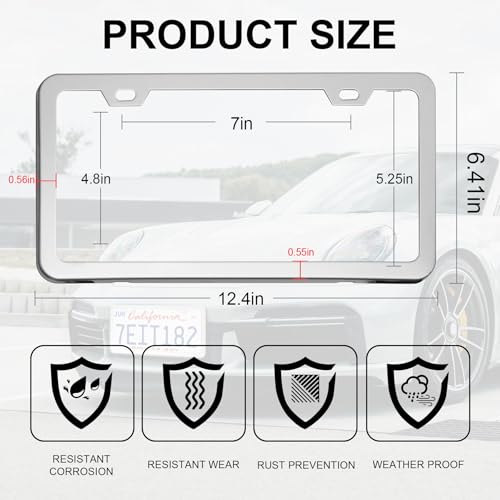 LivTee Chrome License Plate Frames, 2 Holes Stainless Steel License Plate Covers, 2PCS Car License Plate Holder, Automotive Accessories, Slim Design with Bolt and Gasket Cover for US Cars(Silver) - color: Mirror Silver
