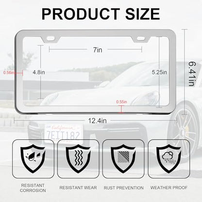 LivTee Chrome License Plate Frames, 2 Holes Stainless Steel License Plate Covers, 2PCS Car License Plate Holder, Automotive Accessories, Slim Design with Bolt and Gasket Cover for US Cars(Silver) - color: Mirror Silver