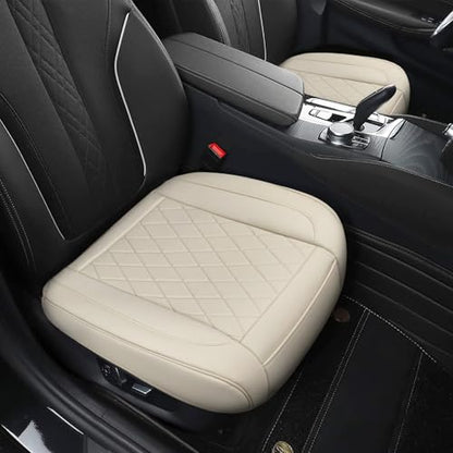 Front Bottom Seat Cover for Cars, 2-Pack Luxury Faux Leather Car Bottom Seat Cover Auto Seat Cushion, Anti-Slip, Waterproof, Universal Fit, Beige - color: Front Seats - Beige