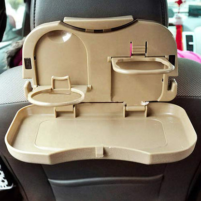BaoST Multi-Function Car Folding Dining Table Tablet Holder Travel Car Back Seat Organizer Portable Car Food Drink Holder Tray Foldable Food Cup Tray Stand Desk Kids Snack Rack Black