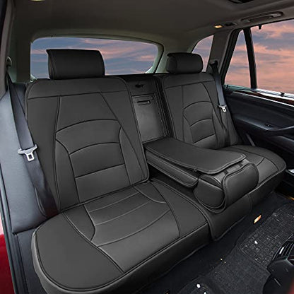 FH Group Ultra Comfort Highest Grade Faux Leather Full Set Car Seat Cushions– Universal Fit for Cars Trucks & SUVs (Solid Black) - color: Black, style: Full Set