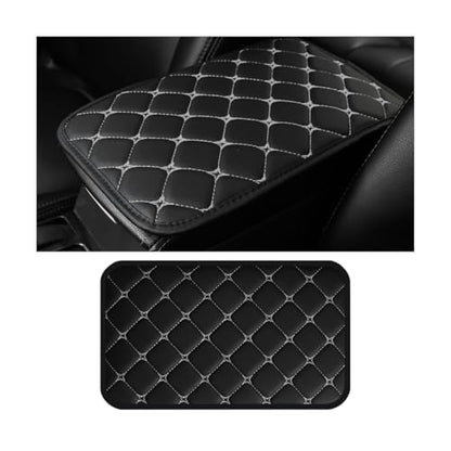 HZEL Car Center Console Cushion Pad, PU Leather Vehicle Armrest Protection Cover, Waterproof Automotive Interior Arm Rest Seat Box Mat Accessories, Universal for SUV, Sedan, Truck (Black/Gray) - color: Black/Gray