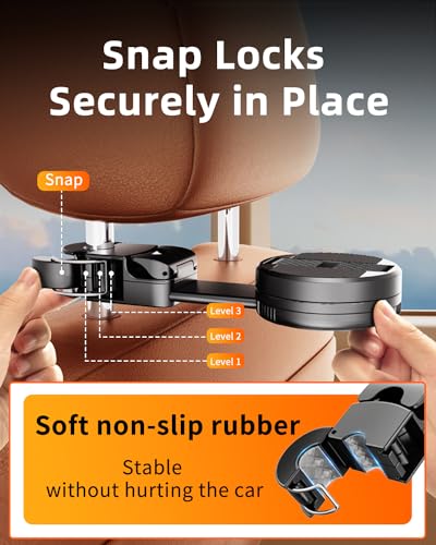 1 Pack Headrest Hook for Car Seat Back with Phone Holder, Multifunctional Car Seat Hooks for Purses and Bags Handbag Grocery Bag, Purse Hanger Car Organizers and Storage Accessories Interior - style: Clamp
