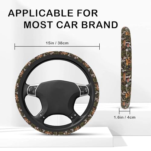Steering Wheel Cover, Woodland Mushroom Plants Steering Wheel Cover for Women Anti-Slip Universal Mushroom Car Accessories 15 inch Steering Wheel Protector Fit Auto SUV Sedan Vans Trucks - color: Mushroom Plants