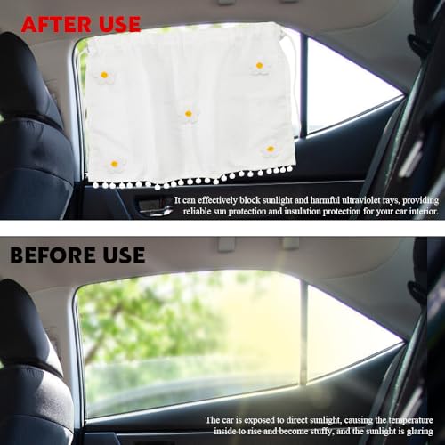 Car Side Window Sun Shade Privacy Curtain for Baby, Suction Cup Window Shade, 25"x18" Car Cartoon Sunshade Protector Heat Blocker Cover, Privacy Curtain for Kids Women (Five Small Flowers) - color: Five Small Flowers