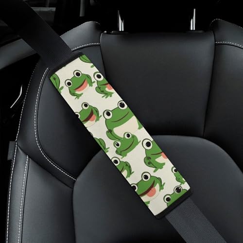 Comfortable Cushion Pad Car Shoulder Strap Harness Pad, Cute Frog 2PCS Car Belt Covers - color: Color357