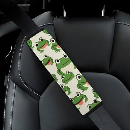Comfortable Cushion Pad Car Shoulder Strap Harness Pad, Cute Frog 2PCS Car Belt Covers - color: Color357