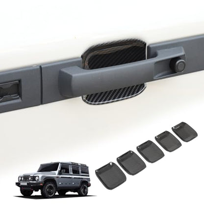 5PCS Exterior Door Handle Bowl Cover Protection Trim Compatible with INEOS Grenadier 2020-2025 Carbon Fiber Door Handle Bowl Trims Anti-Scratch Sticker Exterior Accessories