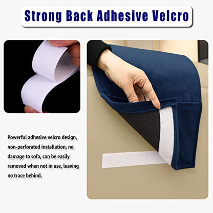 Adjustable Headrest Pillow for Recliners and Armchairs - Non-Slip Velvet Cushion for Neck Support and Pain Relief (Navy) - color: Navy