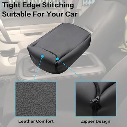 Armrest Console Jump Leather Seat Cover Compatible with Chevy Silverado GMC Yukon Sierra 2007 2008 2009 2010 2011 2012 2013 2014 (Leather Part Only) Leather Center Console Cover - color: Armrest Console Jump Cover