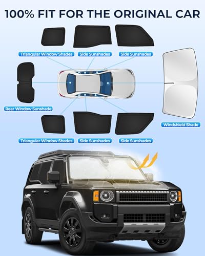 Car Window Shades for Toyota Land Cruiser Prado 250 2024-2025, 8pcs Full Coverage Window Covers Sunshades for Front, Side and Rear Windows, Privacy Window Shade Keep Vehicle Cool for Camping Napping - size: For Toyota Land Cruiser Prado 250 2024-2025