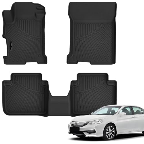 Floor Mats for 2013 2014 2015 2016 2017 Honda Accord (Include Hybrid) All Weather Protection TPE Rubber Floor Liners for 2017 Honda Accord Hybrid Accessories, Odorless Anti-Slip, 1st & 2nd Row, Black - size: for 2013 2014 2015 2016 2017 Honda Accord