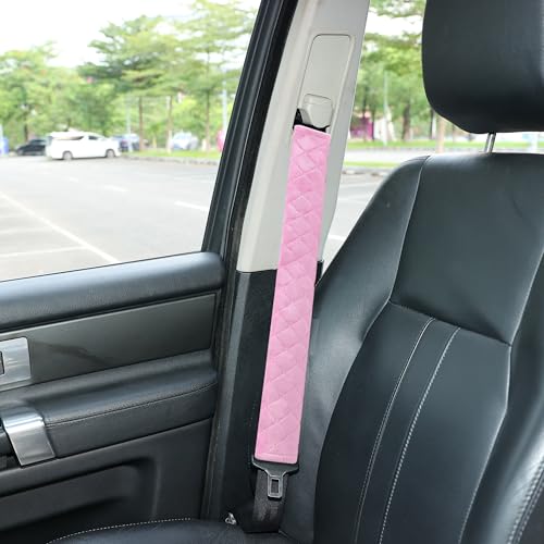 Amooca Soft Automotive Seat Belt Cover Seatbelt Shoulder Pad Neck Protector Cushions Universal Fit SUV Trucks Backpack Pink Extra Long 19.7in - color: Pink, size: 19.7in-1pc