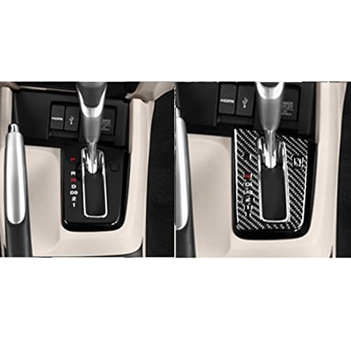 Real Carbon Fiber Center Console Gear Shift Panel Decal Accessories Interior Trim Sticker Cover Compatible with Honda Civic 9 Coupe/Sedan 2013 2014 2015 Black - color: Center Console Gear Shift Panel