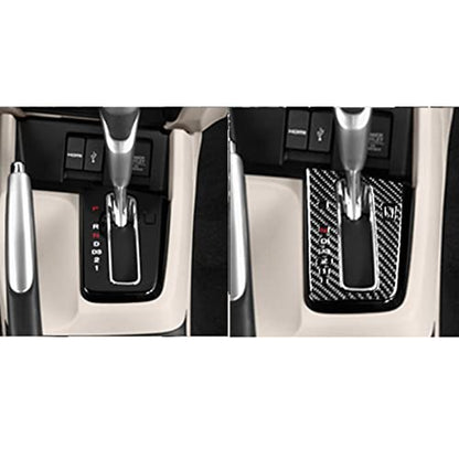 Real Carbon Fiber Center Console Gear Shift Panel Decal Accessories Interior Trim Sticker Cover Compatible with Honda Civic 9 Coupe/Sedan 2013 2014 2015 Black - color: Center Console Gear Shift Panel