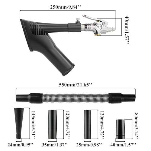 GOCCIDA 2IN1 Car Interior Detailing Air Blow Gun & vacunm Gun with Adjustable Air Flow Nozzle,Cleaning Gun Quickly Blasts Dirt and Dust from Surface Works with Air Compressor(Upgrade Rotate Tube) - color: silver