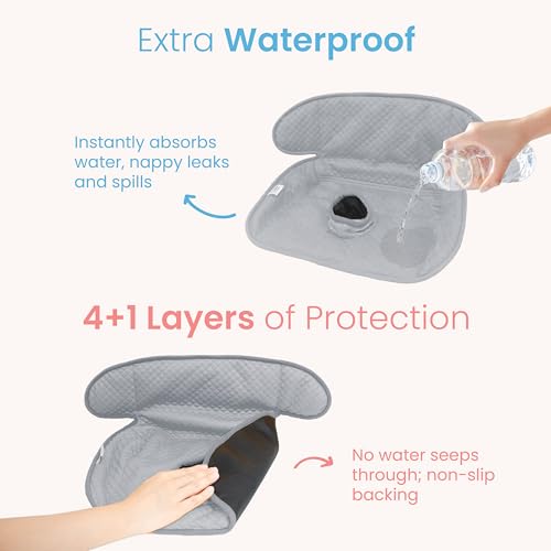 Piddle Pad 2-Pack, Potty Training Car Seat Protector, Toddler Car Seat Cover & Stroller Protector, Machine Washable Waterproof Car Seat, Anti-Slip, Universal Fit (Grey)