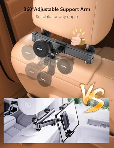 OHLPRO Tablet Holder for Car Headrest,360°Adjustable Magnetic Tablet Mount for Car Backseat,Gifts Road Trip Essentials for Kids,Fits for 5-13" Device Like iPad Pro, Air, Mini, Galaxy, Fire - style: Magnetic Adjustable Arm