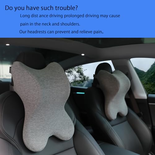 Car Neck Pillow for Driving Gaming Chair Headrest Pillow Office Chair Neck Pillow Ergonomic Design Double Straps Design Suitable for Different Heights - color: Medium Grey