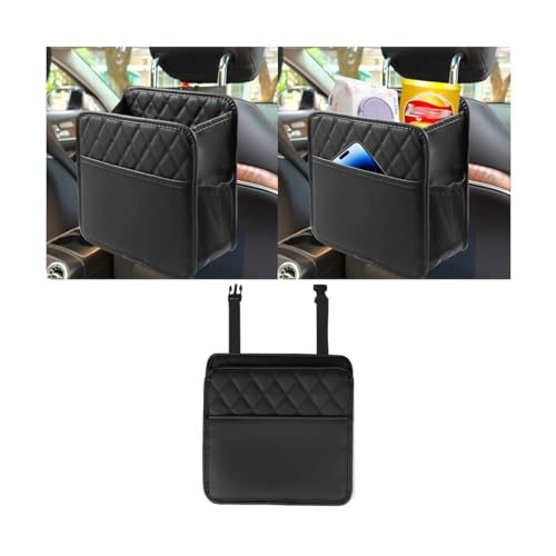 Mandark Car Seat Back Organizer, PU Leather Automotive Backseat Hanging Storage Pocket, Multipurpose Vehicle Travel Essentials Accessories for Kids & Adults, Universal for Most Cars（Black） - color: Black-2