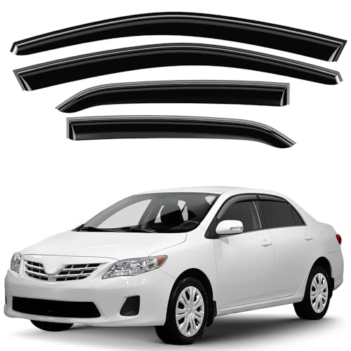 Window Deflectors Smoke Tinted Tape-On Side Window Vent Visor Deflectors Rain Guards Compatible with Toyota Corolla 2009-2013 - 4pcs. GW0305 - color: For Corolla 09-13