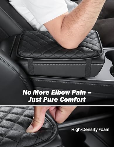 JOYTUTUS Universal Center Console Cover, Leather Arm Rest Covers Armrest Cover for Car, Middle Console Cover Lid, Car Arm Rest Cushion Pad for Most Vehicle, SUV, Car, Sedan, Car Black Accessories - size: 12.01" x 6.89"