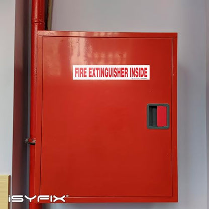 iSYFIX Fire Extinguisher Inside Sticker Sign – 10 Pack 9x1.7 Inch – Self-Adhesive Reflective Vinyl Decals, Laminated UV, Weather, Scratch, Fade Resistance, for Cars, Trucks, Trailers & Vehicles - color: White Reflective, size: 9x1.7 (10 Pack)