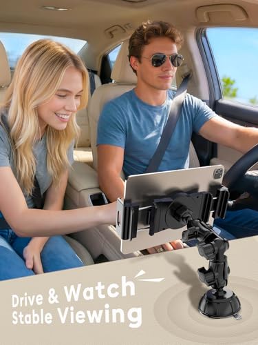 OHLPRO Heavy Duty Tablet Holder for Car Truck Dashboard Windshield, 360° Rotatable iPad Car Mount with Long Arm & Strong Suction Cup, Tablet Stand for iPad Pro 12.9 Air Mini Galaxy Tab 4.7-13” - size: for 4.7-13'' Device