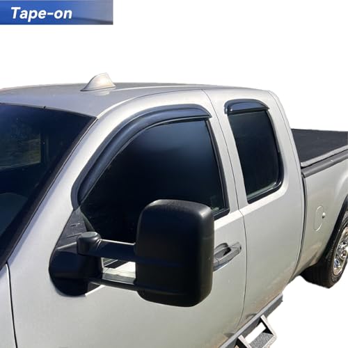 Tape On Rain Guards Window Visors Deflectors for 2007-2013 Chevrolet(Chevy) Silverado & GMC Sierra 1500/2500HD/3500HD Extended Cab,Side Window Rain Guards Vent Visors,4-Piece Set - size: For Silverado/Sierra Extended Cab 2007-2013