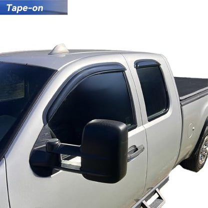Tape On Rain Guards Window Visors Deflectors for 2007-2013 Chevrolet(Chevy) Silverado & GMC Sierra 1500/2500HD/3500HD Extended Cab,Side Window Rain Guards Vent Visors,4-Piece Set - size: For Silverado/Sierra Extended Cab 2007-2013