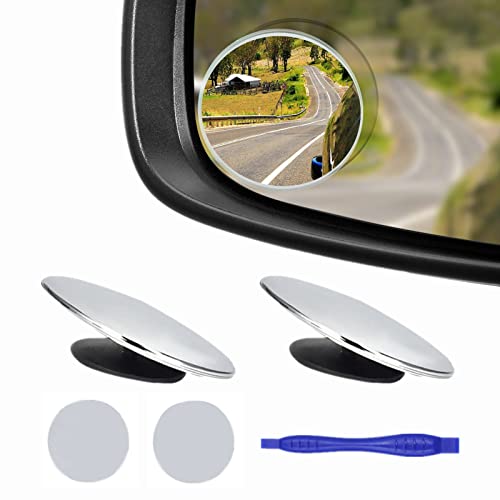2 pcs Blind Spot Mirrors, 2" Round HD Glass Convex 360° Wide Angle Side Rear View Mirror with ABS Housing for Cars SUV and Trucks, Chrome, Pack of 2 - color: Chrome, size: 2 Inch