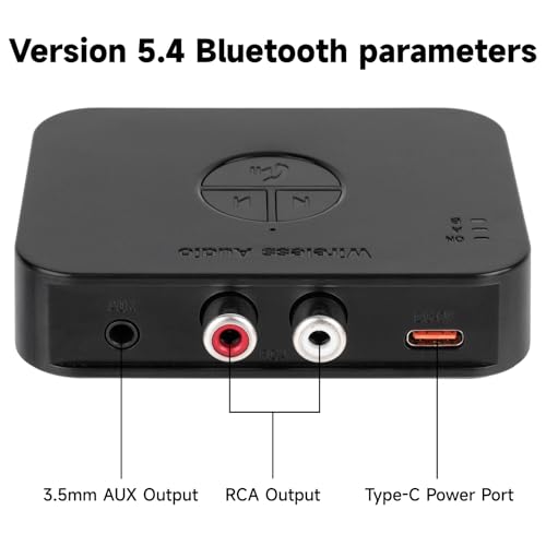 M2R Bluetooth 5.4 Audio Receiver 3.55mm RCA Bluetooth Adapter for Stereo Wireless Audio Receiver/USB Flash Drive/NFC One Touch Connection for Home and Car Stereo System Speakers - color: M2R