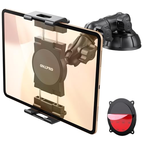 OHLPRO Heavy Duty Tablet Holder for Car Truck Dashboard Windshield, 360° Rotatable iPad Car Mount with Long Arm & Strong Suction Cup, Tablet Stand for iPad Pro 12.9 Air Mini Galaxy Tab 4.7-13” - size: for 4.7-13'' Device