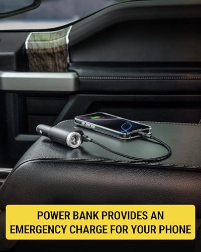 Scosche PB5N1 GoBat Pro 5-in-1 Vehicle Safety Kit, Emergency Car Escape Tool with Seatbelt Cutter, Glass Window Breaker, LED Flashlight, 12W USB-C Car Charger and Portable Power Bank