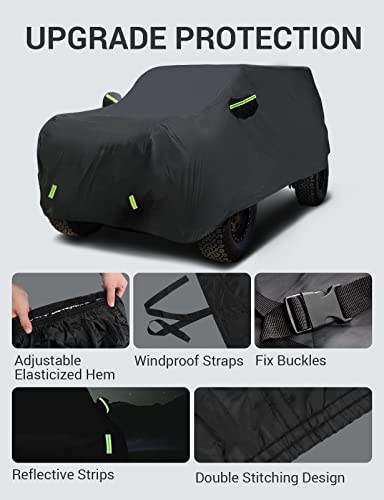 Proadsy Car Cover Compatible with Ford Bronco 2 Door 2021-2024 2025 2026 Windproof All Weather Waterproof Sun Rain UV Dust Snow Protection Outdoor Covers - size: Ford Bronco 2 Door