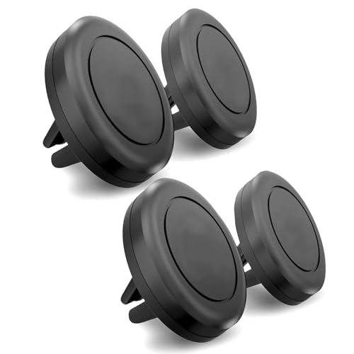 Universal Smartphone Holder - Air Vent Magnetic Car Mount (4 Pack Black) Compatible with iPhone 12/13/14/15/16 & Galaxy LG Android Cell Phone