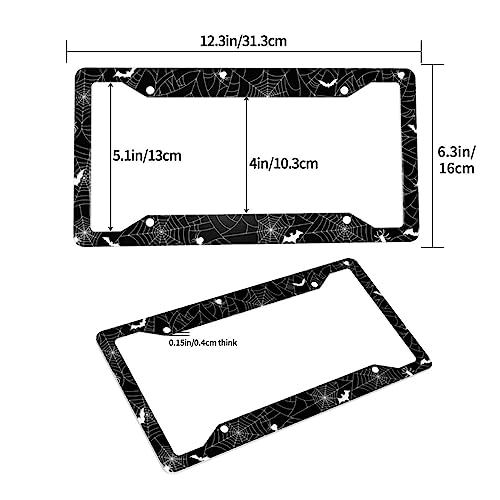 Halloween Spider Web License Plate Frame 2 Pack License Plate Holder Universal Aluminum License Plate Cover Car Accessories for Men Women - color: Halloween