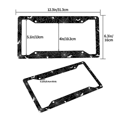 Halloween Spider Web License Plate Frame 2 Pack License Plate Holder Universal Aluminum License Plate Cover Car Accessories for Men Women - color: Halloween