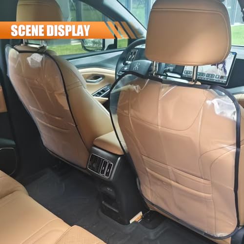 2PCS Car Kick Mats Back Seat Protector for Kids, Universal Anti-Scratch Transparent Auto Seat Back Cover Against Mud, Waterproof Vehicle Backseat Protection Pad for Most SUVs Trucks (Black) - color: Black