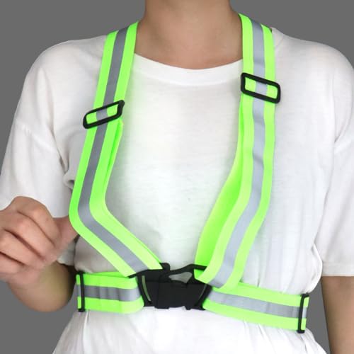 Tenalleys 2 Pack Reflective Vest Running Gear Adjustable High Visibility Reflective Running Safety Vest for Women Men Night Cycling,Hiking, Jogging,Dog Walking - color: Green