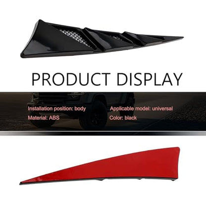 2 PCS Hood Side Vent Shark Spoiler, ABS Carbon Fiber Spoiler, Self-adhesiveHood Ventilation Decorative Stickers, Universal Exterior Car Accessories (Black)
