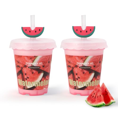Diffusers for Home Watermelon Scent 2 Pack, Bathroom Diffuser Fruit Cup Shape for Office, Air Freshener Diffuser Gel Leak-Proof Car & Room, Bathroom Scent Diffuser for Friends and Family - color: Watermelon